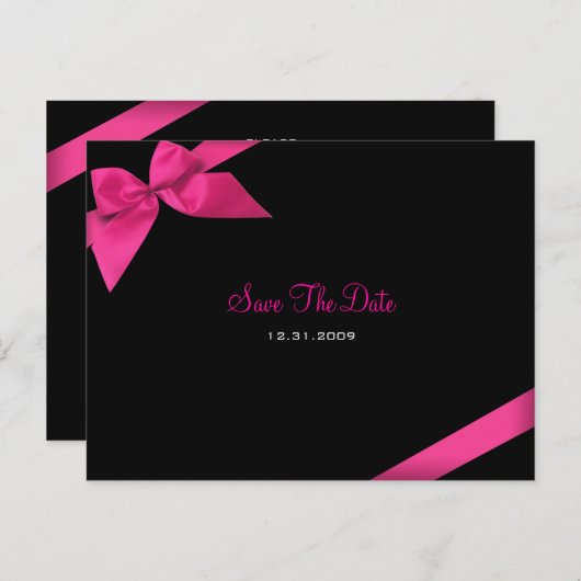Pink Ribbon Wedding Save the Date Aankondiging (Voorkant / Achterkant)