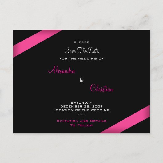 Pink Ribbon Wedding Save the Date Aankondiging