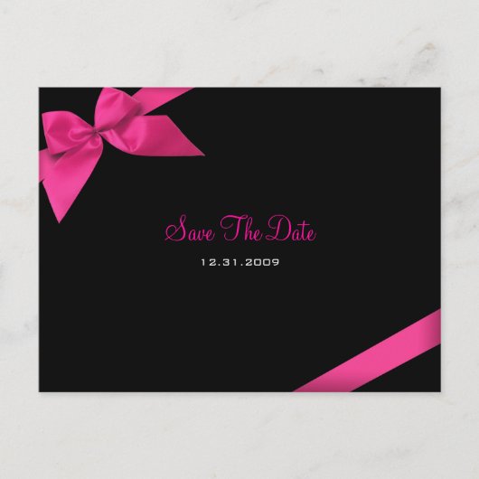Pink Ribbon Wedding Save the Date Aankondiging (Voorkant)