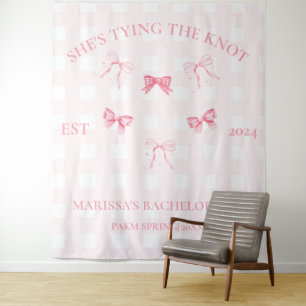Pink Ribbon Ze bindt de knoop Bachelorette deel Wandkleed