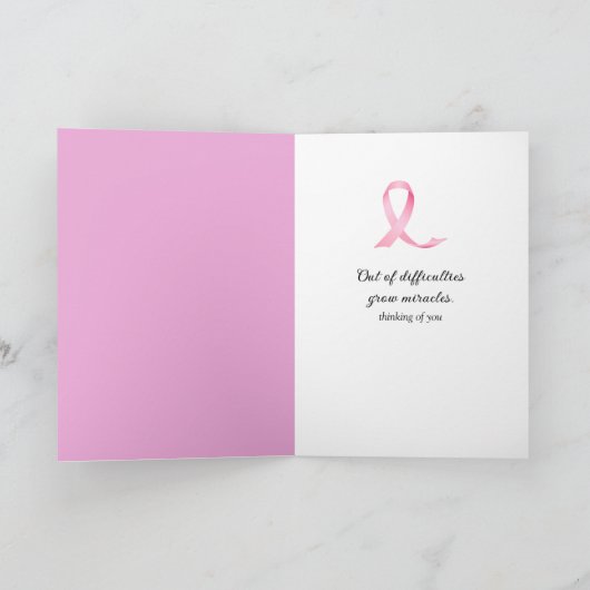 Pink Ribbons en Daisy denken aan jou Kaart (Binnen)