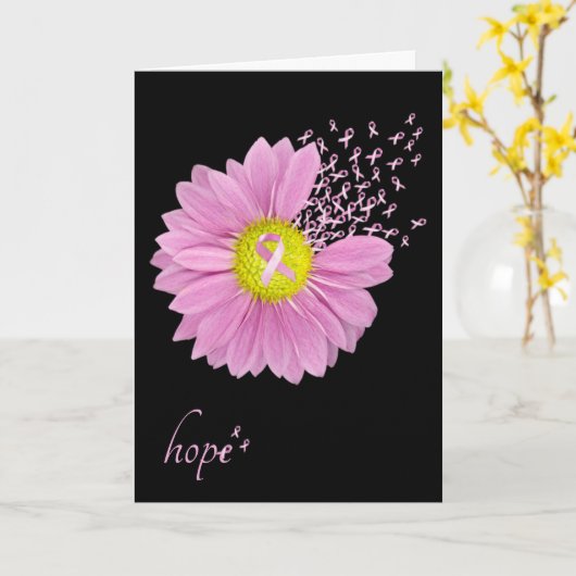 Pink Ribbons en Daisy denken aan jou Kaart (Gele Bloem)