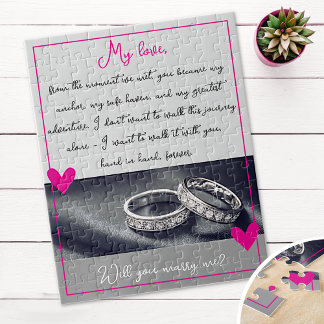 Pink Rings huwelijksaanzoek wil je met me trouwen Legpuzzel