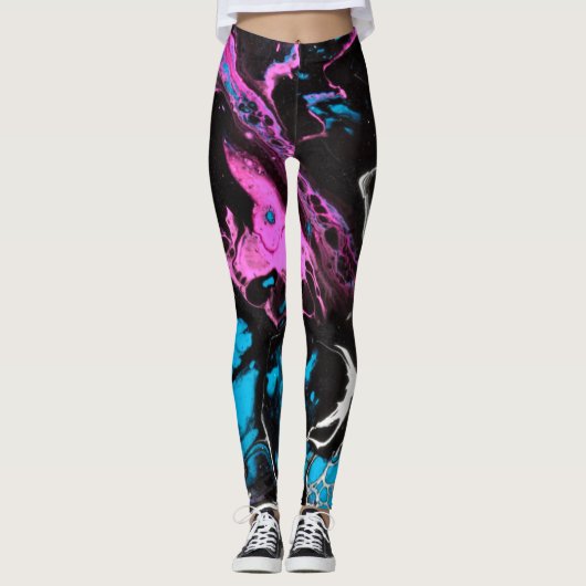 PINK RIVER UNIQUE PAINTED DESIGN YOGA PANTS LEGGINGS (Voorkant)