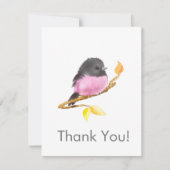 Pink Robin Bird Alle Gelegenheid Dank U Notecard Notitiekaartje (Voorkant)
