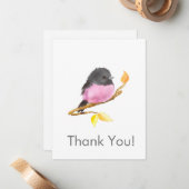 Pink Robin Bird Alle Gelegenheid Dank U Notecard Notitiekaartje (Voorkant / Achterkant in situ)
