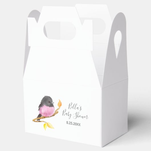 Pink Robin Bird Baby shower Bedankdoosjes (Geopend)