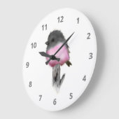 Pink Robin Bird Wall Clock Grote Klok (Hoek)
