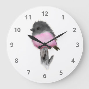 Pink Robin Bird Wall Clock Grote Klok