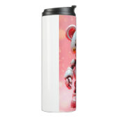 Pink Robot Teddy Bear Valentine's Tumbler Thermosbeker (Gedraaid links)