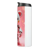 Pink Robot Teddy Bear Valentine's Tumbler Thermosbeker (Geroteerd rechts)