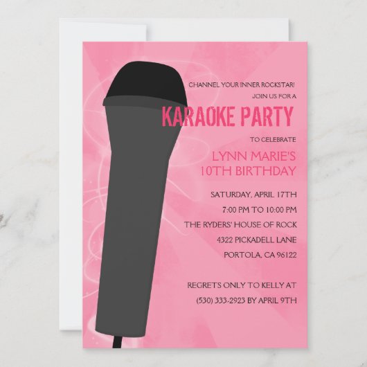 Pink Rock Out Karaoke Birthday Party Kaart (Voorkant)