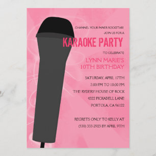 Pink Rock Out Karaoke Birthday Party Kaart