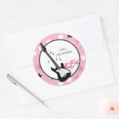PINK ROCK STAR GUITAR 3-INCH Favor Stickers (Envelop)