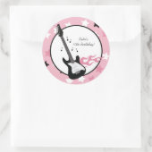 PINK ROCK STAR GUITAR 3-INCH Favor Stickers (Tas)