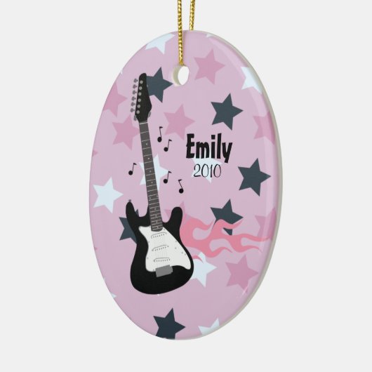 PINK ROCK STAR GUITAR kerstversiering Keramisch Ornament (Links)