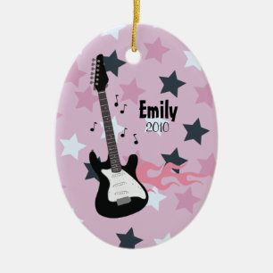 PINK ROCK STAR GUITAR kerstversiering Keramisch Ornament