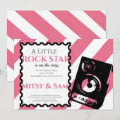 Pink Rock Star Rock a bye Baby shower Invitation Kaart (Voorkant / Achterkant)