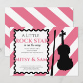 Pink Rock Star Rock a bye Baby shower Invitation Kaart (Voorkant / Achterkant)