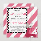 Pink Rock Star Rock a bye Baby shower Invitation Kaart (Voorkant / Achterkant)