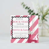 Pink Rock Star Rock a bye Baby shower Invitation Kaart (Staand voorkant)