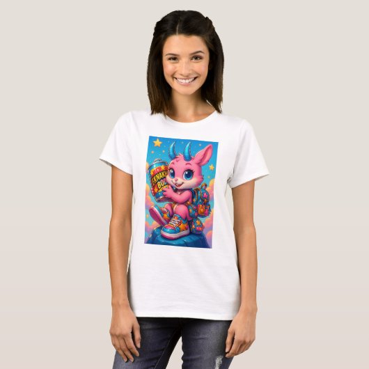 Pink Rocket Bunny Graphic T-Shirt (Voorkant volledig)