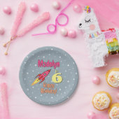 Pink Rocket Personalized Girl Birthday Feminist Papieren Bordje (Feest)