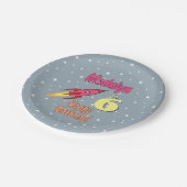 Pink Rocket Personalized Girl Birthday Feminist Papieren Bordje (Gekanteld)