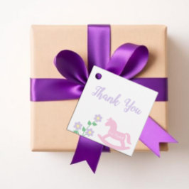 Pink Rocking Horse Girl Baby Shower Bedankjes Labels