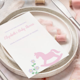 Pink Rocking Horse Girl Baby Shower Bedankkaart
