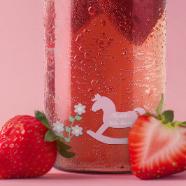 Pink Rocking Horse Girl Baby Shower Blikvorm Glas