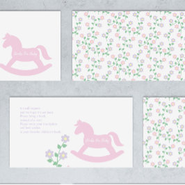 Pink Rocking Horse Girl Baby Shower Books For Baby Informatiekaartje