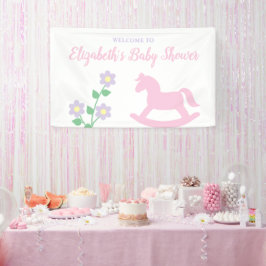 Pink Rocking Horse Girl Baby Shower Spandoek