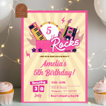 Pink Rocks Verjaardagsmeisje Kaart<br><div class="desc">Born To Rocks Birthday Girl Invitation,  Pink Rockstar Music Kids Birthday Party,  Let's Rock Surprise Party,  Rock n Roll Birthday Party,  Dance,  Sing and Play Party,  Guitar Rocks Birthday Party,  Rock Concert Birthday Party,  Party Like Rockstar Kids Birthday Invitation.</div>