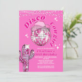 Pink Rodeo Disco Cowgirl Bling Cactus Birthday Kaart (Staand voorkant)