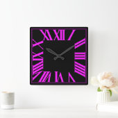 Pink Roman Numeros Vierkante Klok (Huis)