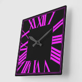 Pink Roman Numeros Vierkante Klok (Hoek)