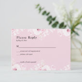 Pink Romantic Roses Elegant Pink RSVP Card (Staand voorkant)