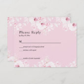 Pink Romantic Roses Elegant Pink RSVP Card (Voorkant / Achterkant)