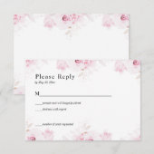 Pink Romantic Roses Elegant White RSVP Card Kaartje (Voorkant / Achterkant)