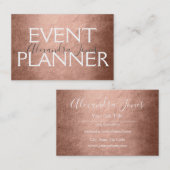 Pink & Roos Gold Foil Metal Event Planner Visitekaartje (Voorkant / Achterkant)