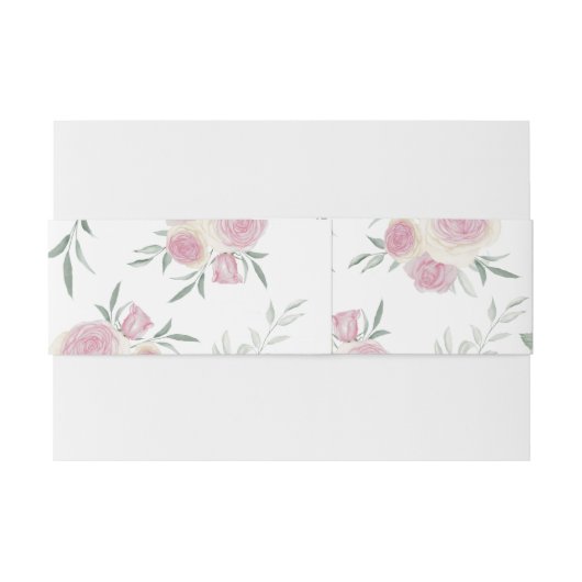 Pink Rose and Greenery Pattern Uitnodigingen Wikkel (Achterkant Voorbeeld)