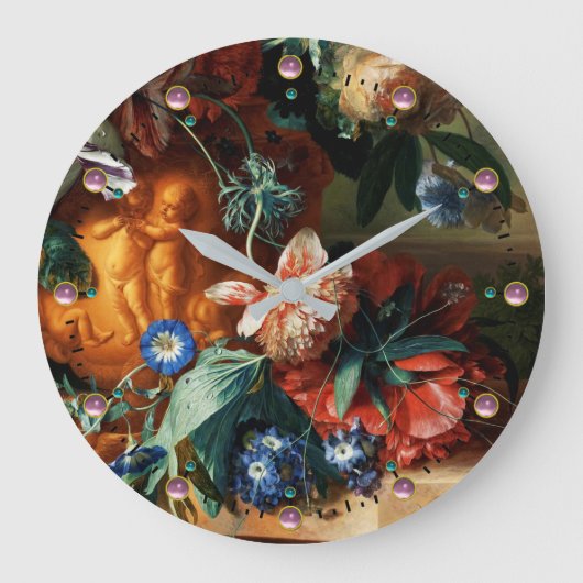 PINK ROSE, ANEMONE BLUE MORNING GLORIES, FLOWERS GROTE KLOK (Voorkant)