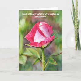Pink Rose Art Bijbel Verse Kracht Kaart