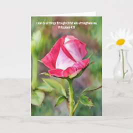 Pink Rose Art Bijbel Verse Kracht Kaart