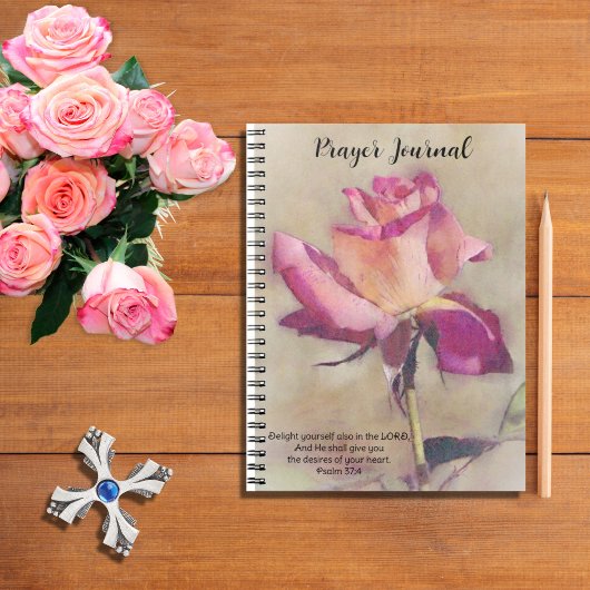 Pink Rose Art Faith Bijbel Verse Gebedsdagboek Notitieboek