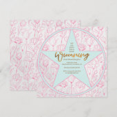 Pink Rose Baby Girl Wiccaning Naming Ceremony Kaart (Voorkant / Achterkant)