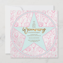 Pink Rose Baby Girl Wiccaning Naming Ceremony Kaart