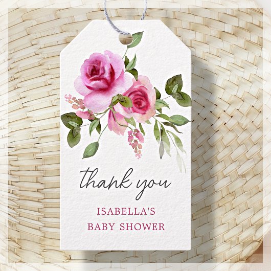 Pink Rose | Baby shower Bedankt Favor Cadeaulabel