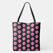 Pink Rose Black Personalized Tote Bag (Achterkant)